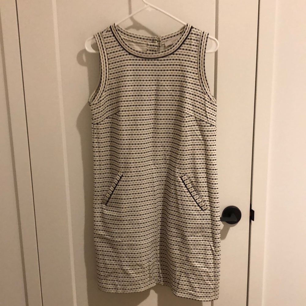 Loft White and Black Shift Dress - S